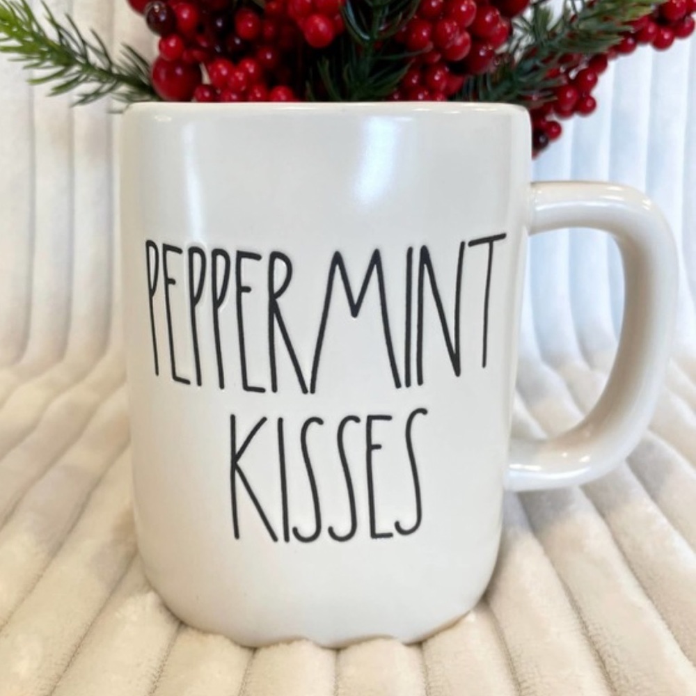 Winter Rae Dunn Peppermint Kisses Holiday Season Mug Decor Collection Ivory Red